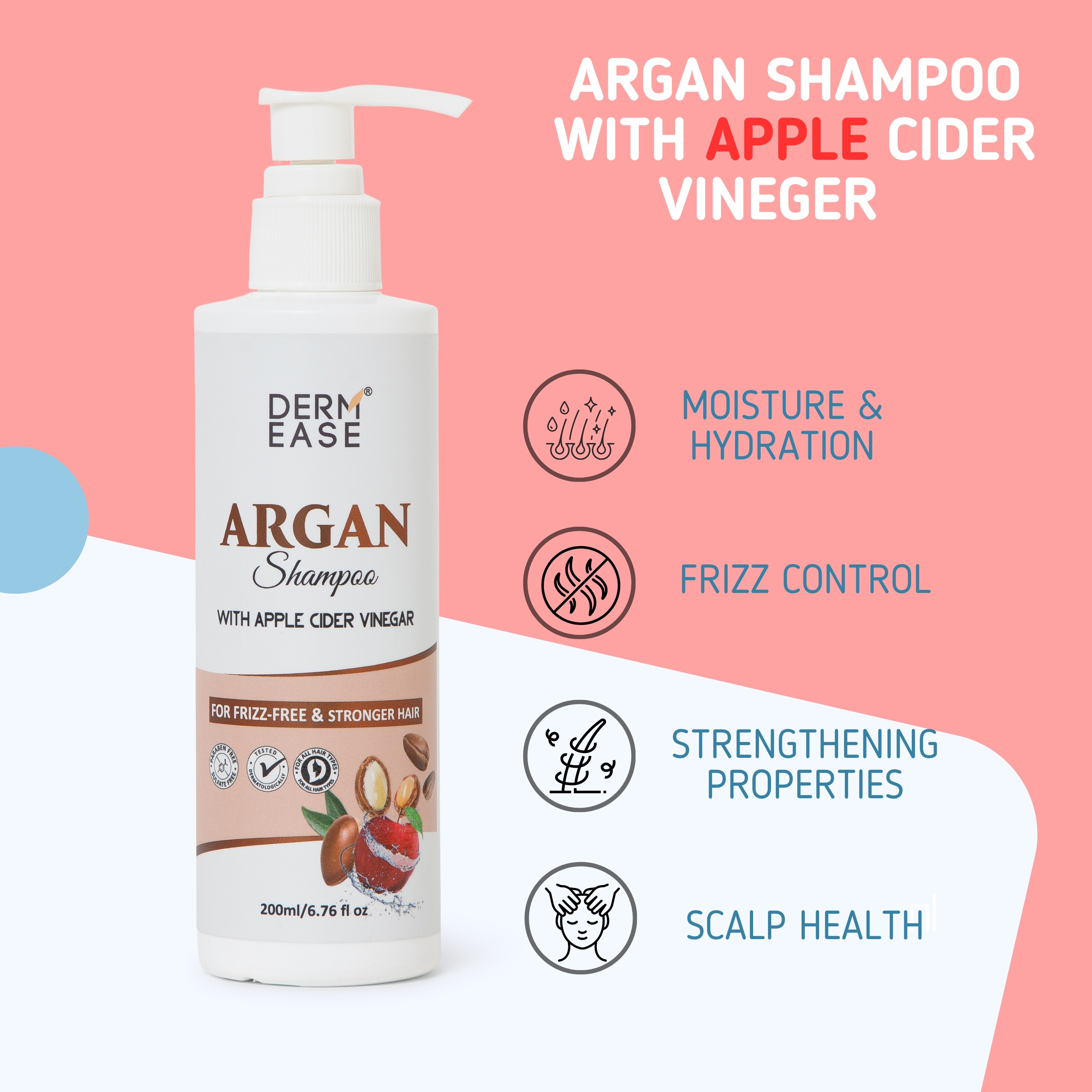 DERM EASE ARGAN SHAMPOO WITH APPLE CIDER VINEGAR